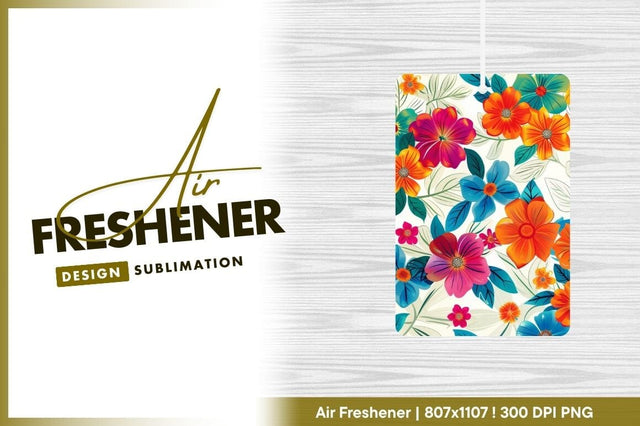 Colorful floral pattern background air freshener png Sublimation Regulrcrative 