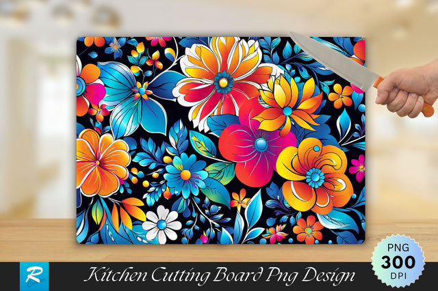 Colorful Floral Pattern Background Cutting Board Sublimation Regulrcrative 