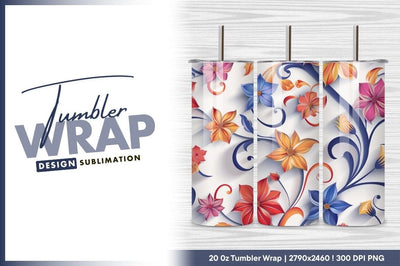 Colorful floral pattern design tumbler png Sublimation Regulrcrative 