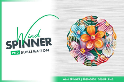 Colorful floral pattern illustration wind spinner round png Sublimation Regulrcrative 