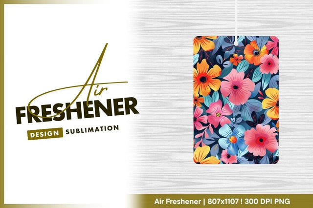Colorful Floral Pattern with Orange Pink Yellow and Blue Flowers on Dark Background Sublimation Regulrcrative 