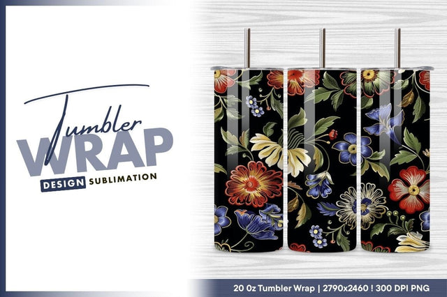 Colorful floral seamless pattern on black background Sublimation Regulrcrative 
