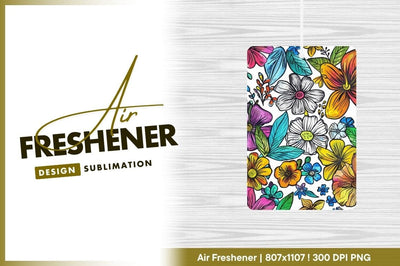 Colorful floral sketch pattern background air freshener png Sublimation Regulrcrative 
