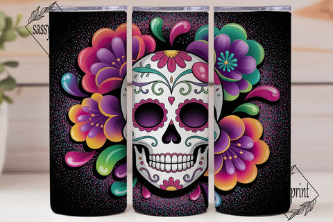 Colorful Floral Sugar Skull 20oz Wrap Sublimation sassyprint 