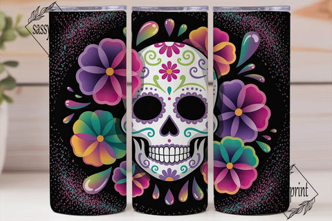 Colorful Floral Sugar Skull 20oz Wrap Sublimation sassyprint 