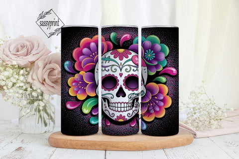 Colorful Floral Sugar Skull 20oz Wrap Sublimation sassyprint 