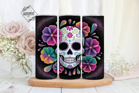 Colorful Floral Sugar Skull 20oz Wrap Sublimation sassyprint 