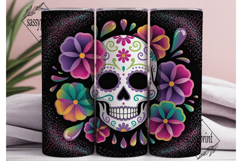 Colorful Floral Sugar Skull 20oz Wrap Sublimation sassyprint 