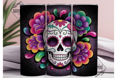 Colorful Floral Sugar Skull 20oz Wrap Sublimation sassyprint 