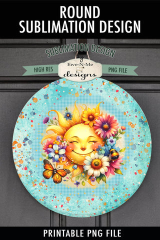Colorful Floral Sun Wind Spinner Sublimation Design PNG Round Design Sublimation Ewe-N-Me Designs 