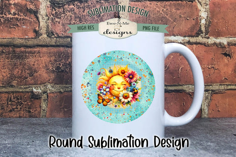 Colorful Floral Sun Wind Spinner Sublimation Design PNG Round Design Sublimation Ewe-N-Me Designs 