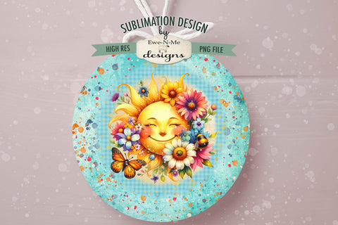 Colorful Floral Sun Wind Spinner Sublimation Design PNG Round Design Sublimation Ewe-N-Me Designs 