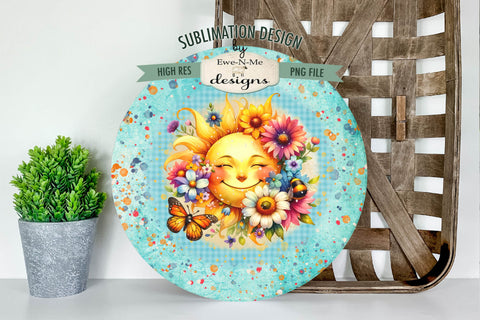 Colorful Floral Sun Wind Spinner Sublimation Design PNG Round Design Sublimation Ewe-N-Me Designs 