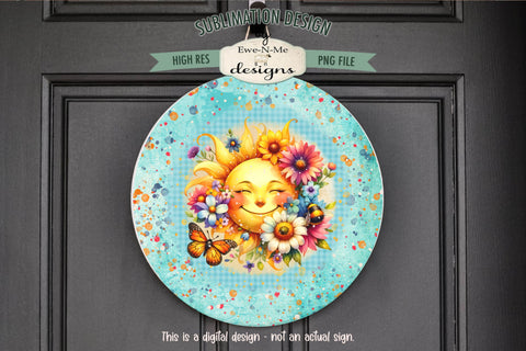 Colorful Floral Sun Wind Spinner Sublimation Design PNG Round Design Sublimation Ewe-N-Me Designs 