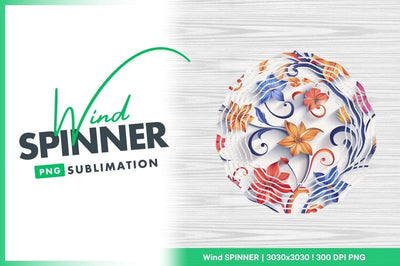 Colorful floral swirls background wind spinner round png Sublimation Regulrcrative 
