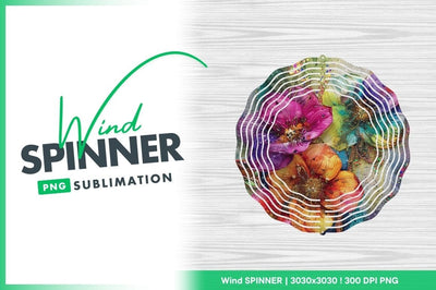 Colorful floral wind spinner round sublimation design Sublimation Regulrcrative 