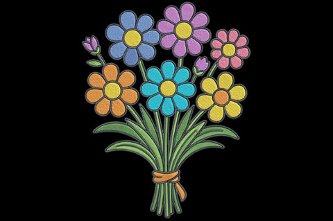 Colorful Flower Bouquet Embroidery Design Embroidery/Applique DESIGNS designartist 