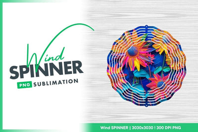 Colorful Flower Oil Painting Wind Spinner Round Png Sublimation Regulrcrative 