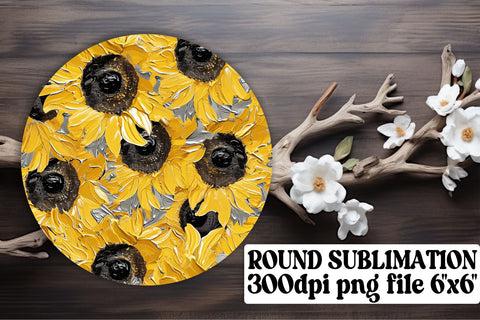 Colorful Flower Round Decor Bundle: Keychain, Coaster, Circle Designs Sublimation afrosvg 
