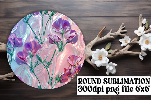 Colorful Flower Round Decor Bundle: Keychain, Coaster, Circle Designs Sublimation afrosvg 