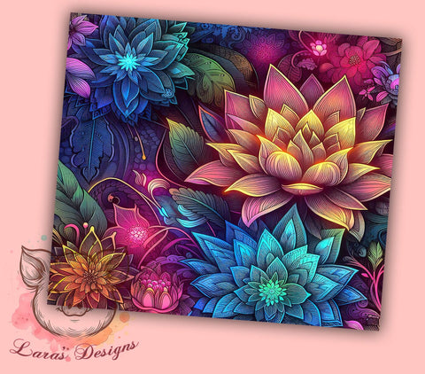 Colorful Flowers 20 oz Skinny Tumbler Sublimation Design, Straight & Tapered Tumbler Png, Floral Tumbler Png, Digital Download PNG Sublimation Lara' s Designs 