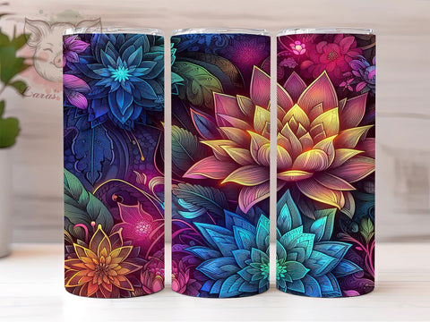 Colorful Flowers 20 oz Skinny Tumbler Sublimation Design, Straight & Tapered Tumbler Png, Floral Tumbler Png, Digital Download PNG Sublimation Lara' s Designs 