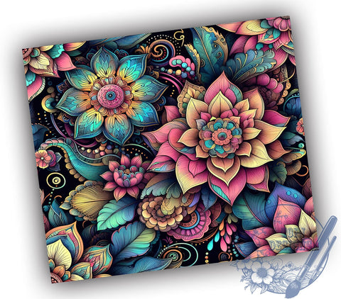 Colorful Flowers 20oz Skinny Tumbler PNG, Floral Tumbler Sublimation Wrap, Straight & Tapered Tumbler Wrap, Instant Digital Download Sublimation ToriDesigns 