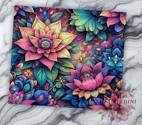 Colorful Flowers 20oz Tumbler Wrap PNG, Floral Tumbler PNG Sublimation Design, Straight & Tapered Tumbler Wrap, Instant Digital Download Sublimation Li Zamperini 