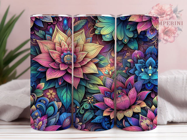 Colorful Flowers 20oz Tumbler Wrap PNG, Floral Tumbler PNG Sublimation Design, Straight & Tapered Tumbler Wrap, Instant Digital Download Sublimation Li Zamperini 