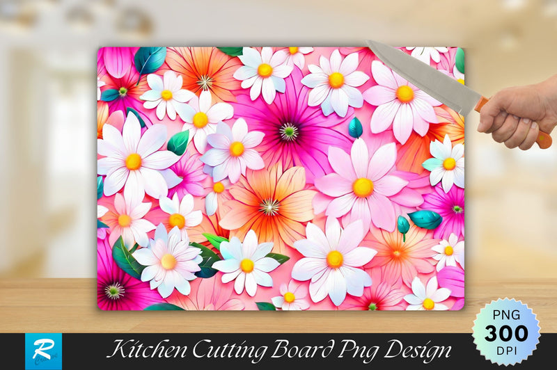 Colorful Flowers Background Cutting Board Sublimation Regulrcrative 