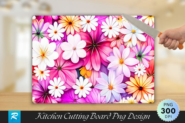Colorful Flowers Background Cutting Board Sublimation Regulrcrative 