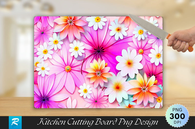 Colorful Flowers Background Cutting Board Sublimation Regulrcrative 