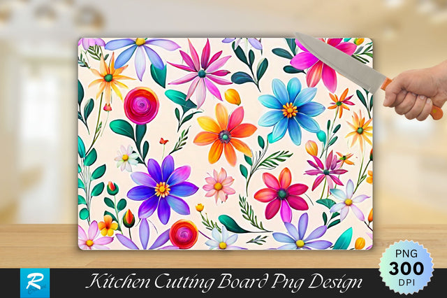 Colorful Flowers Cutting Board Sublimation Regulrcrative 