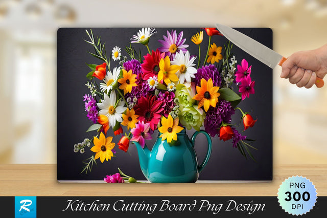 Colorful Flowers Cutting Board Sublimation Regulrcrative 