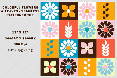 Colorful Flowers Seamless Repeating Floral Pattern Digital Pattern Karma Genie Graphics 