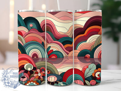 Colorful Folk Art Mountain Tumbler, Mountain Scenery Tumbler, Colorful Folk Wrap, Whimsical Floral Wrap, Rustic Mountain Wrap, Sublimation Design, Trendy Gift Idea Sublimation ToriDesigns 