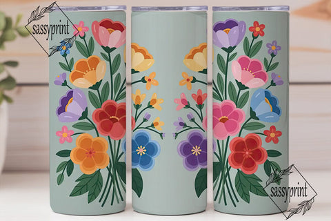 Colorful Folk Floral 20oz Tumbler Wrap Sublimation sassyprint 