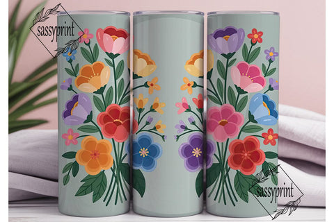 Colorful Folk Floral 20oz Tumbler Wrap Sublimation sassyprint 