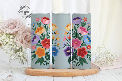 Colorful Folk Floral 20oz Tumbler Wrap Sublimation sassyprint 