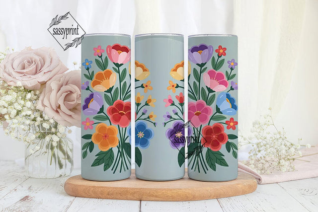 Colorful Folk Floral 20oz Tumbler Wrap Sublimation sassyprint 