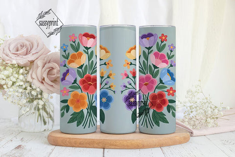 Colorful Folk Floral 20oz Tumbler Wrap Sublimation sassyprint 