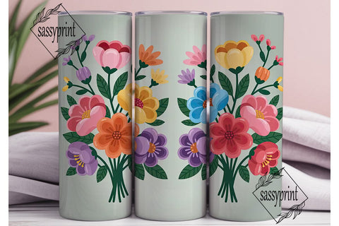 Colorful Folk Floral 20oz Tumbler Wrap Sublimation sassyprint 