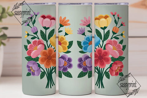 Colorful Folk Floral 20oz Tumbler Wrap Sublimation sassyprint 