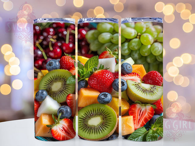 Colorful Fresh Fruit Salad Tumbler, Fresh Fruit Wrap, Healthy Snack Sublimation, Colorful Berry Cup, 20Oz Skinny Tumbler Wrap, Tropical Fruit Mug, Vibrant Food Design Sublimation SvggirlplusArt 