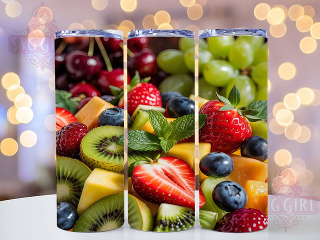 Colorful Fresh Fruit Salad Tumbler, Fresh Fruit Wrap, Healthy Snack Sublimation, Colorful Berry Cup, 20Oz Skinny Tumbler Wrap, Tropical Fruit Mug, Vibrant Food Design Sublimation SvggirlplusArt 