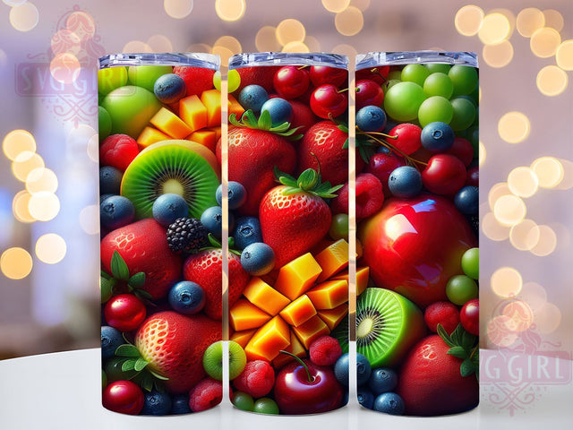 Colorful Fresh Fruit Salad Tumbler, Fresh Fruit Wrap, Healthy Snack Sublimation, Colorful Berry Cup, 20Oz Skinny Tumbler Wrap, Tropical Fruit Mug, Vibrant Food Design Sublimation SvggirlplusArt 