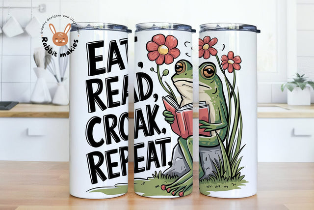 Colorful Frog Reading Tumbler Design, Cute Frog Couple Skinny Tumbler Wrap Digital Download, Adorable Frogs Love Lotus Flowers Design Sublimation Rabbitmakies 