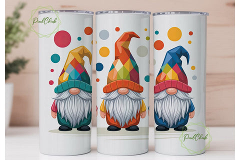 Colorful Geometric Gnome 20oz Tumbler Sublimation PixelChick 