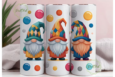 Colorful Geometric Gnome 20oz Tumbler Sublimation PixelChick 