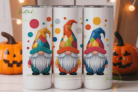 Colorful Geometric Gnome 20oz Tumbler Sublimation PixelChick 